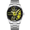 MASTOP Orologio da polso da uomo creativo 3D rotante ruota auto orologio da polso cerchio mozzo design moda quarzo elegante orologio da polso con cinturino in acciaio inox regalo per gli appassionati