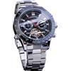 FORSINING Orologio meccanico da uomo Tourbillon a carica automatica, giorno data mese calendario completo, tachimetro luminoso orologi automatici multifunzionali, orologio da polso con cinturino in