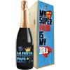 Bottle-Up Regalo festa del papà - Prosecco DOC personalizzato e cassa legno - Idea regalo uomo, festa del Nonno, compleanno papà (Hero Dad, Incredibile papà)