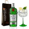 Generico Gin Tanqueray London Dry Gin con Bicchiere Coppa da Gin Originale Tanqueray in Omaggio - 43,1% Vol. 1 Litro