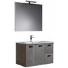 Mama Store Mobile bagno TEIA2 80cm Due ante e due cassetti con lavabo, specchio e lampada CEMENTO CHIARO - MaMa Store