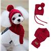 Sysow Berretto e sciarpa Sysow per cane o gatto - Set invernale caldo con nappe - Maglia in lana rossa o grigia - Taglia S (meno di 8 kg) o M (meno di 16 kg) - Perfetto per Natale e altre feste