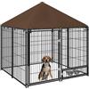 PawHut Recinto per Cani da Esterno Grande Box, Tetto Anti-UV 141x141x151 cm