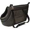 BOUTIQUE ZOO Borsa per il trasporto per cani e gatti | Borsa a tracolla per animali domestici con elastico con moschettone | fino a 12 kg | Materiale: ecopelle | Taglia: L | Colore: Nero