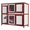 Wiltec Conigliera a 2 livelli Con scale Pavimento estraibile In legno Rosso-bianco Stalla