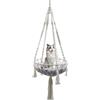 Generico Amaca per gatti sospesa in macramè - Corda di cotone 120 x 40 cm | Altalena per animali domestici - per gatti Boho in macramè | Cestino decorativo in rete intrecciata per gattini, cuccioli, cont