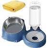 Generico Ciotola Gatti Rialzata,2 in 1 Doppio Gatto Ciotola with Automatic Water Dispenser,15°Inclinate,Prevenire Il Trabocco,Adatto a Gatti e Cuccioli (blu,ciotola in acciaio inossidabile)