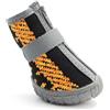 FANSU 4 Pezzi Scarpe per Cani Antiscivolo, Stivali per Cani Protezione per Le Zampe Stivali da Neve per Cani Regolabili per Cani di Taglia Piccola, Media e Grande (XS,Giallo-Nero)