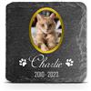 TULLUN Targa commemorativa personalizzabile per animali domestici, gatti, cani, in ardesia, con cornice in pietra e zampe, dimensioni 10,2 x 10,2 cm o 100 x 100 mm, cornice dorata
