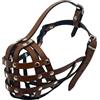 L&J Pets Uk Museruola per cani in pelle leggera per Boxer e altri cani con muso corto (pelle marrone, B2)