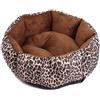 DOTBUY-SHOP Rotondo Cuccia Cane Interno, Peluche Cuccia Gatto e Cane Ciambella Cuscino per Cani, PP Cotone Cuscino per Animale Domestico, per Cani Gatti (S,Leopardo Marrone)