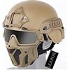 LEJUNJIE Casco PJ Tattica Airsoft e Set di Maschere di Protezione Integrale, con Occhiali Antiappannamento Rimovibili Casco FAST per Paintball CS