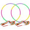 Fzyisw Set da 4 Pezzi Hula Hoop a 8 Segmenti + Nastro Danza con Bacchetta, Cerchio Fitness per Allenamento Movimento, Accessori Ginnastica per Interni ed Esterni