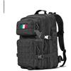 ALGI Zaino Militare Tattico Medium con sistema MOLLE 50 Litri con patch Bandiera Italia 3D (NERO)