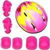 Zqkimzi Casco di sicurezza per bambini, set di attrezzi protettivi, set da 7 pezzi, casco da ciclismo per bambini con ginocchiere, attrezzatura di sicurezza per skateboard, casco sportivo per bambini, set di