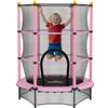 HOMCOM Trampolino Elastico per Bambini con Rete di Sicurezza e Pali Imbottiti, Tappeto Elastico Bambini in Acciaio per Interno ed Esterno, Età 3-10 Anni, Ø140 x 190 cm, Blu e Nero