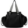 JIABAOZ Borsone da Viaggio Pieghevole, Borsa da Viaggio Trasformabile Cradle Bag, Grande Capacità, Borsa Shopping Pieghevole in Nylon Leggera con 15 Tasche (Black)