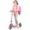 GYMAX Monopattino Bambino dagli 8 anni, Monopattino Pieghevole Bambina con 2 ruote con LED, 3 Regolabili in Altezza, con sistema ammortizzante, Carico Massimo 100 kg (Rosa)