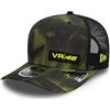 New Era VR46, Valentino Rossi, 9FIFTY Trucker cap, Halftone Camo Print, Nero/Giallo Fluo, Regolabile, Nero, M-L