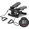 Aprilhp Stepper Fitness Casa, Attrezzi Step Palestra Casa, Macchine per Training Aerobico, Step Fitness con Corde di Resistenza e Multifunzione Display, Carico - 150KG(Nero) B