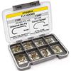 XFISHMAN Ami da pesca per mosche secche bagnate e ninfe curve 10# ~ 16# Assortimento Confezione da 240 ganci con scatola
