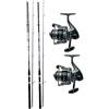 kolpo kit combo pesca 2 canne 2.10m + 2 mulinelli con filo adatte alla pesca a fondo, spinning, galleggiante
