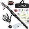 Lixada Canna da pesca telescopica e set mulinello con lenza da pesca, set di esche e accessori e borsa per il trasporto, ideale per viaggi, pesca in acqua salata e acqua dolce
