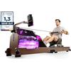 Sportstech - WRX1000 Water Vogatore, Vogatore Pieghevole per Casa, Premium ad Acqua con Tecnologia Pulse Serbatoio dell'Acqua a 7 Zone LED e Display LCD, Marrone Scuro