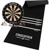 Stagecaptain DBS-1715 BullsEye Pro Tirassegno freccette - Freccette tiro al Bersaglio - Dartboards Set con 6 frecce punta in Acciaio e tappetino - Darts Board materiale da torneo sisal