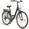 Licorne Bike Violetta, Donna, 28 da 160 cm, Bicicletta Bici Citybike CTB Donna Vintage Retro, Luce Bici, Cambio 21 velocità, City Bike da Donna, Bici da Donna,Bici da Città, Nero
