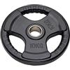 JK Fitness Disco GHISA OLIMPIONICO GOMMATO Tri-Grip Foro Ø50 mm da 10 kg Diamond,Unisex,Nero,Unica
