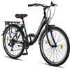 Chillaxx Bicicletta Strada Premium City Bike da 26 e 28 pollici - Bicicletta per ragazze, ragazzi, uomini e donne - Cambio a 21 marce - Bicicletta olandese Citybike (28 pollici, Nero V-Brake)
