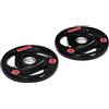 SPORTNOW Set di 2 Dischi Pesi 2x10kg in Acciaio con Rivestimento in Gomma, Foro Ø5cm per Bilanciere e Impugnature per Uso Manualee
