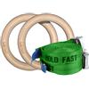 Hold Fast Outdoor Company Hold Fast Gym Rings - Anelli in legno con cinghie regolabili, anelli da ginnastica per crossfit, fitness, ginnastica, allenamento (rosso, anelli da 33 mm, cinghie da 3 m)