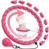 PEIHUODAN Smart Hula Hoop Fitness Dimagrante 24 Collegamenti (120 cm), Rimovibile, con Palla di Gravità Della, Adatto per Dispositivi Sportivi Intelligenti da Donna, Weighted Hula Hoops for Adults (Rosa)