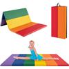 COSTWAY Tappetino da Ginnastica Pieghevole, Tappetino Portatile e Leggero con Maniglie, Tappetino per Yoga e Allenamenti per Stretching e Capriole da Casa e Palestra (Colorato)