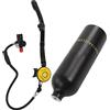 Keenso DIDEEP X4000Plus Kit Serbatoio di Ossigeno Portatile per Immersioni in Lega di Alluminio 1L Attrezzatura per Lo Snorkeling con Cinturino per Occhiali da Sub (Bottiglia Nera Testa Nera)