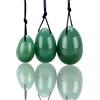 DEJIN Set di 3 uova di giada avventurina verde, pietra naturale di giada verde, massaggi a forma di uovo, palline antistress, per esercizi per il pavimento pelvico, per donne