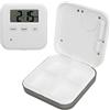HERCHR Portapillole Elettronico Portatile, Pillola Organizer Allarmi Promemoria con 4 Scomparti Dispenser Forte Suono Smart Scatola di Medicina con Timer per Pillole Vitamine(Grigio)