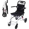 Fukursul Sedia a rotelle pieghevole per adulti, sedia da viaggio portatile leggera con design ergonomico, cinghia di sicurezza regolabile, telaio in alluminio e ruote in PU per la guida a D (C)