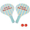 Fisura - Set racchette da spiaggia "Out of the office". Racchette da beach tennis in legno rosso e blu con borsa a rete. 2 palline incluse.