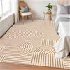 LuxFocus Tappeto lavabile 120x170 cm, Tappeto moderno a pelo corto con design geometrico, antiscivolo e morbido, Design minimalista a linee per soggiorno, sala da pranzo, ufficio, Arancione