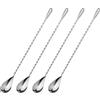 Shwdsy Bar Spoon, 4 Pezzi Cucchiaini Lunghi, 30cm Cucchiaio Cocktail, Acciaio Inox Cucchiaio da Cocktail, Manico con Struttura a Spirale, per Bar, Ristoranti, Casa