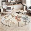 GDJSMIN Design Di Fiori Secchi Tappeto Rotondo Salotto, Morbido Elementi Naturali Tappetini Antiscivolo Tappeto Per Bambini Cameretta Cucina Casa Zona Balcone Tappet Tavolino (Marrone,200Cm)
