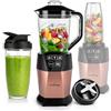 LEHMANN Frullatore Elettrico & Smoothie Maker 2-in-1, Caraffa 1500 ml e Bicchiere Portatile 800 ml, 4 Programmi, 6 Lame in Acciaio Inox, Parti Lavabili in Lavastoviglie, Potenza 1000 W, Oro Rosa