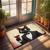 FZFN Zerbino con scritta A Dapper Cat in smoking con un bicchiere di vino rosso, zerbino primaverile di benvenuto per esterni, decorazione per grotte (65 x 90 cm)
