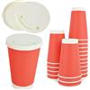 DUE ESSE S.N.C. DI SABATINI ALDO & C. PZ 50 BICCHIERI IN CARTONE ROSSI DA 550 ML DIMENSIONI 13,5 CM X 8,5 CM DIAMETRO + PZ 50 COPERCHI IN CARTA CON FORO PER CAFFE