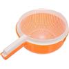 DECHOUS Cestello per Lavare e Scolare Frutta e Verdura Doppio Strato in Plastica Scolapasta Arancione Manico in Cucina