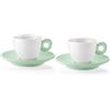 Guzzini Set 2 tazzine Caffè con piattino Everyday Guzzini 081700243 Porcellana Bianco Verde Malva lavastoviglie