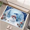 GDJSMIN Zerbino Natalizio Ingresso 45 X 75 cm, Tappetino Modello Pigna A Forma Pupazzo Neve, Tappeto Assorbente Antiscivolo Decorativo Per Interni Ed Esterni,Blu